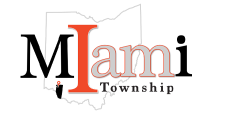 Miami Township logo with stylized text over an outline of Ohio and a small map marker in southwest Ohio with the letters “I am” highlighted in red.